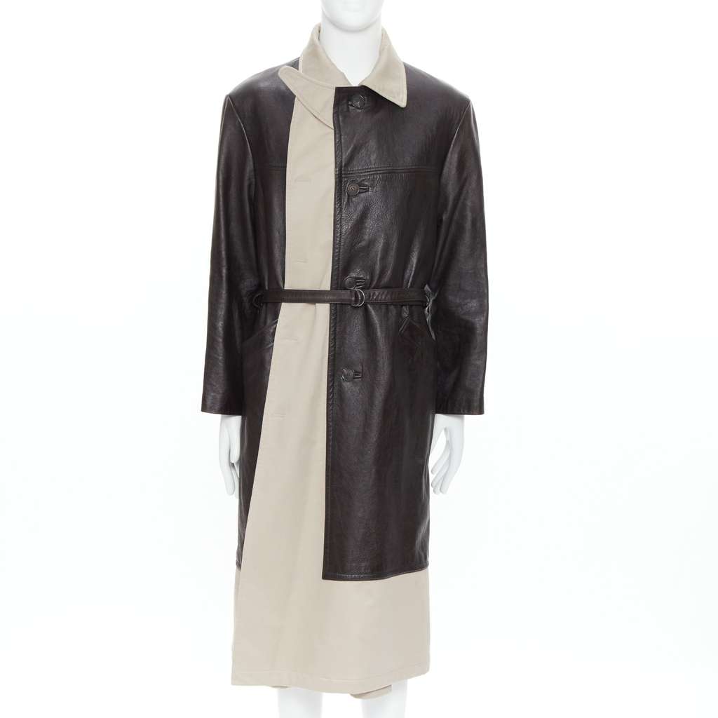 Balenciaga Fake Layering leather trench coat Black Leather Very good - Front View