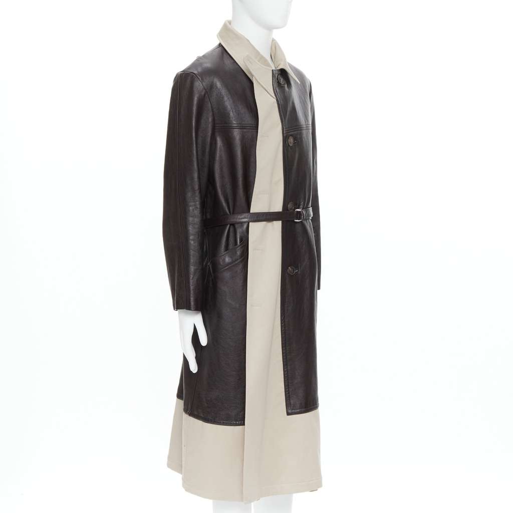Balenciaga Fake Layering leather trench coat Black Leather Very good - Model View
