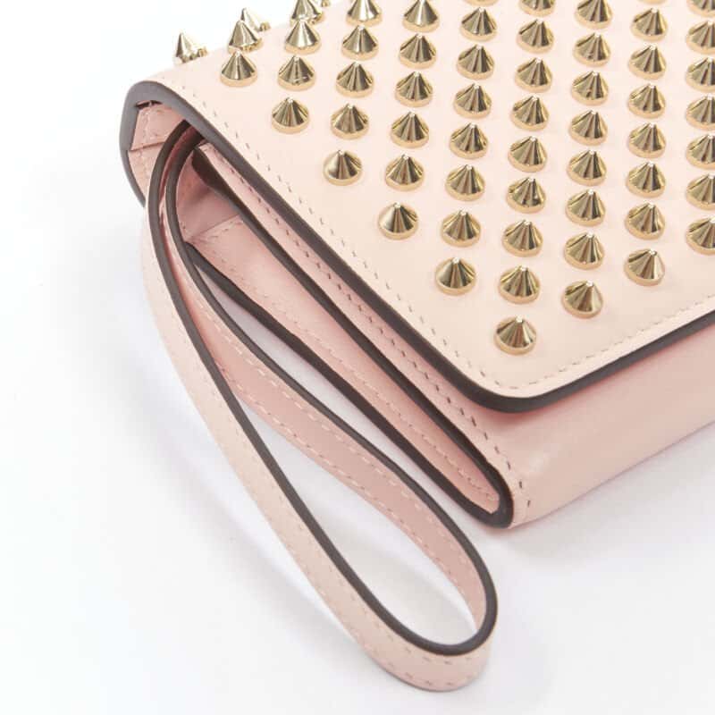 Christian Louboutin Spike Wallet Clutch Pink Leather Very good - Model View