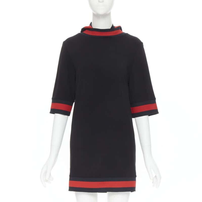 Gucci Web Trim Dress Black Polyester Never worn, with tag - Front View