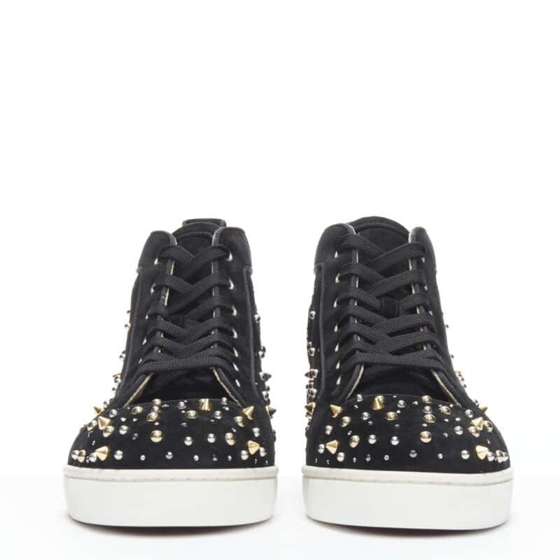 Christian Louboutin Spike Crystal Sneakers Black Suede Very good - Inside View