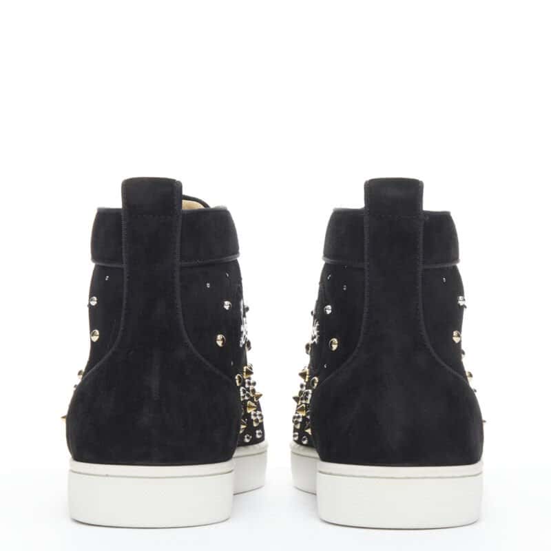 Christian Louboutin Spike Crystal Sneakers Black Suede Very good - Box View