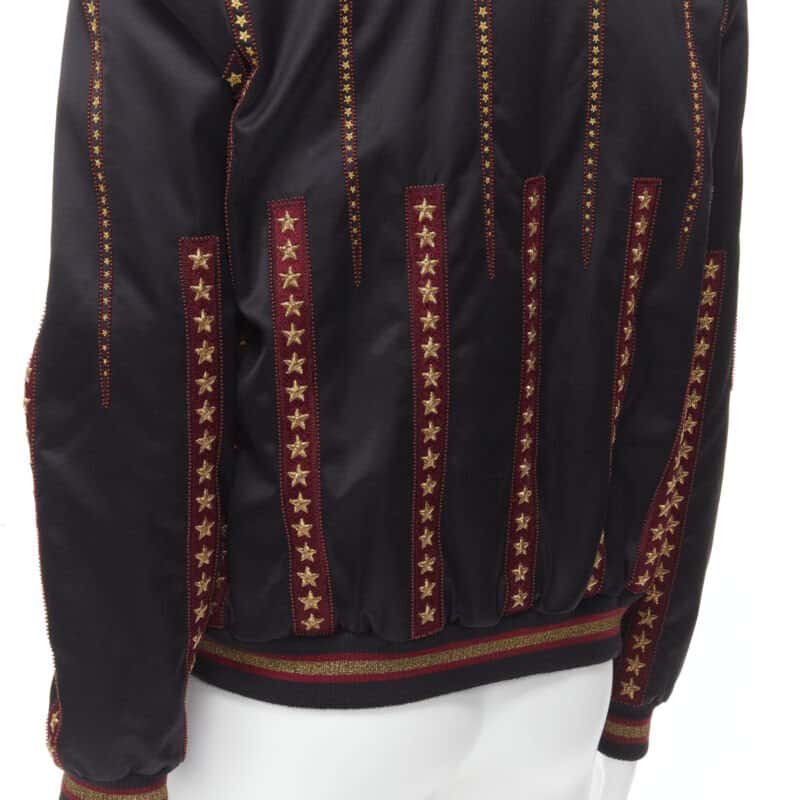 Saint Laurent Gold Star Bomber Black Polyester Never worn, with tag - Back View