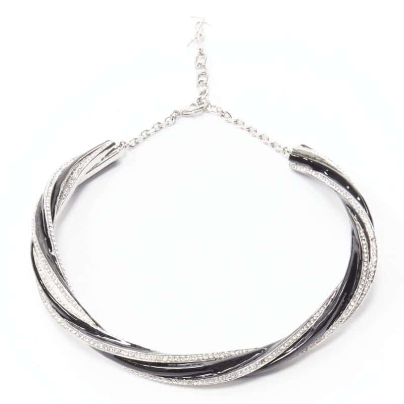 Saint Laurent Twist Charm Necklace Black Metal Very good - Front View