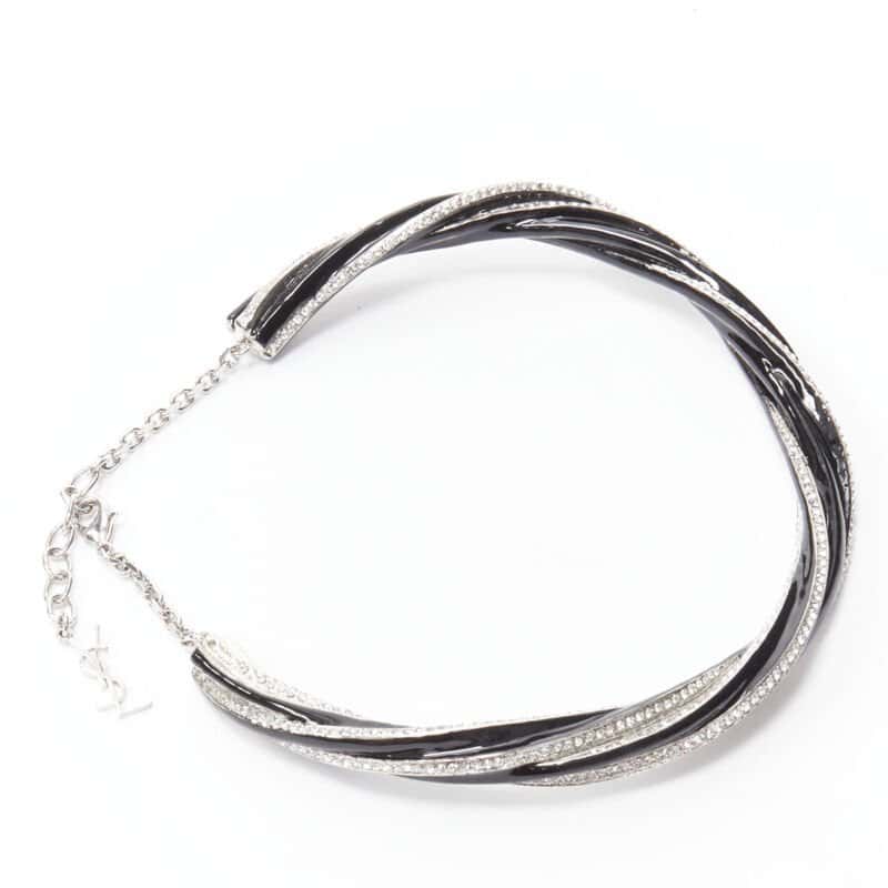 Saint Laurent Twist Charm Necklace Black Metal Very good - Model View