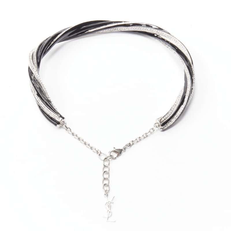 Saint Laurent Twist Charm Necklace Black Metal Very good - Box View