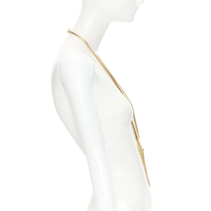 Saint Laurent Opium Deco double tassel necklace Gold Metal Never worn - Model View