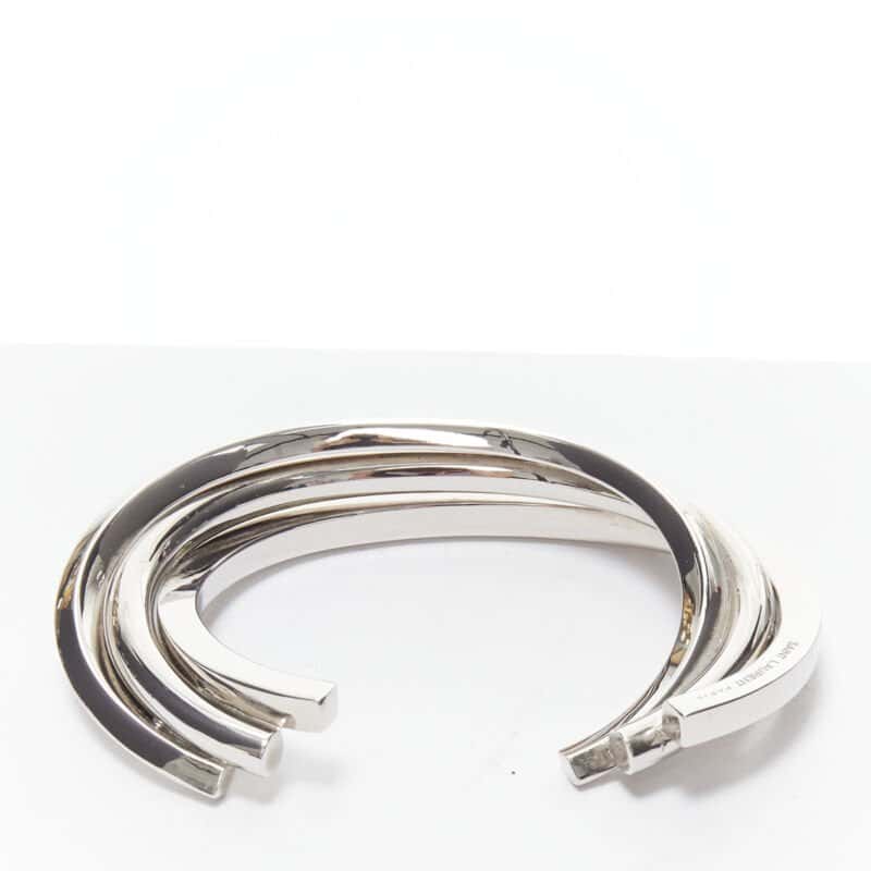 Saint Laurent Triple twist cuff Silver Metal Very good - Back View