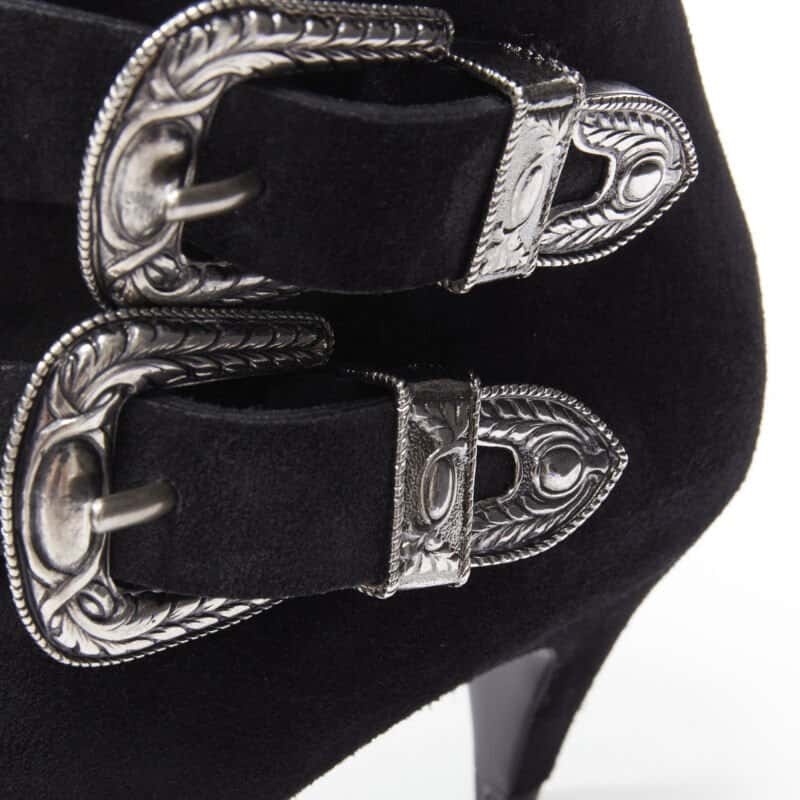 Saint Laurent Lug Sole Platform Boots Black Suede Very good - Back View