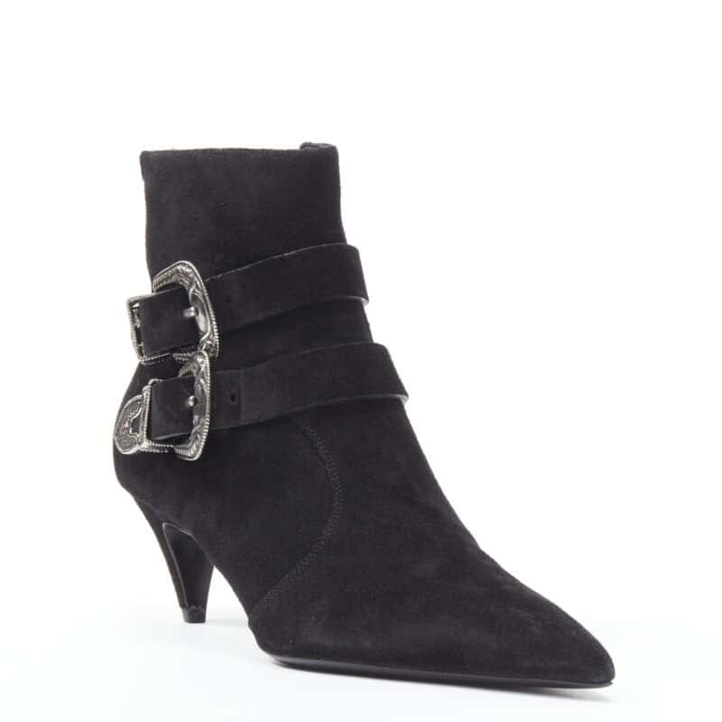Saint Laurent Lug Sole Platform Boots Black Suede Very good - Inside View