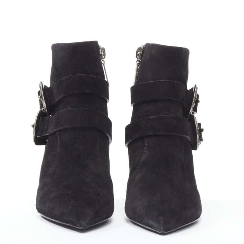 Saint Laurent Lug Sole Platform Boots Black Suede Very good - Model View