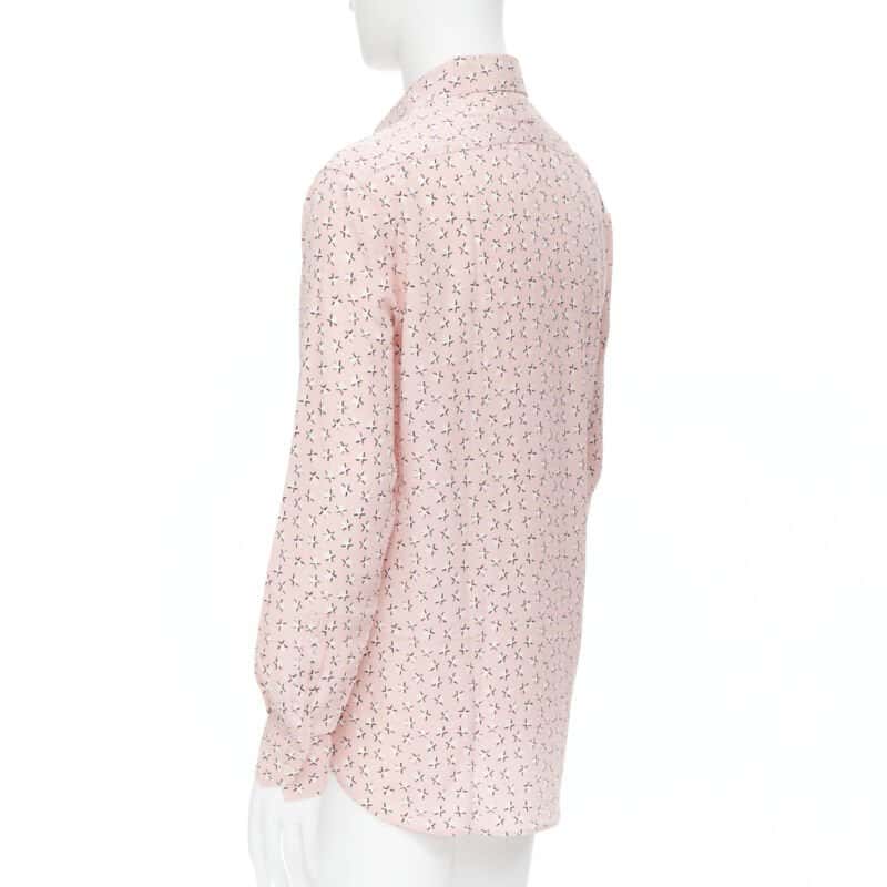 Saint Laurent Star Print Shirt Pink Silk Never worn, with tag - Box View