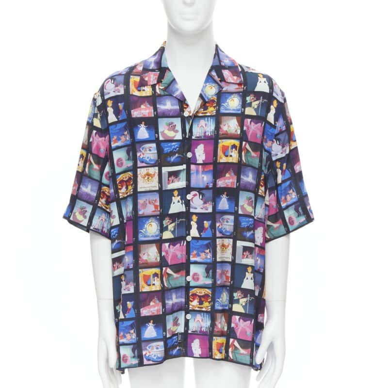 Versace Cinderella Shirt Blue Viscose Never worn, with tag - Front View