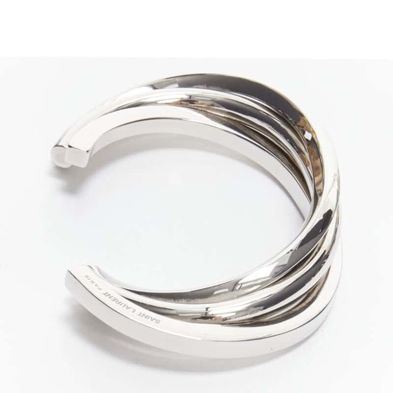 Saint Laurent Silver Triple Twist Cuff Silver Metal Very good - Box View
