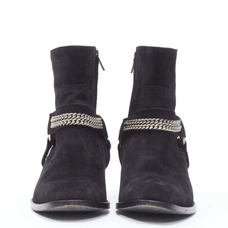 Saint Laurent Buckle Thigh High Boots Black Suede Very good - Inside View