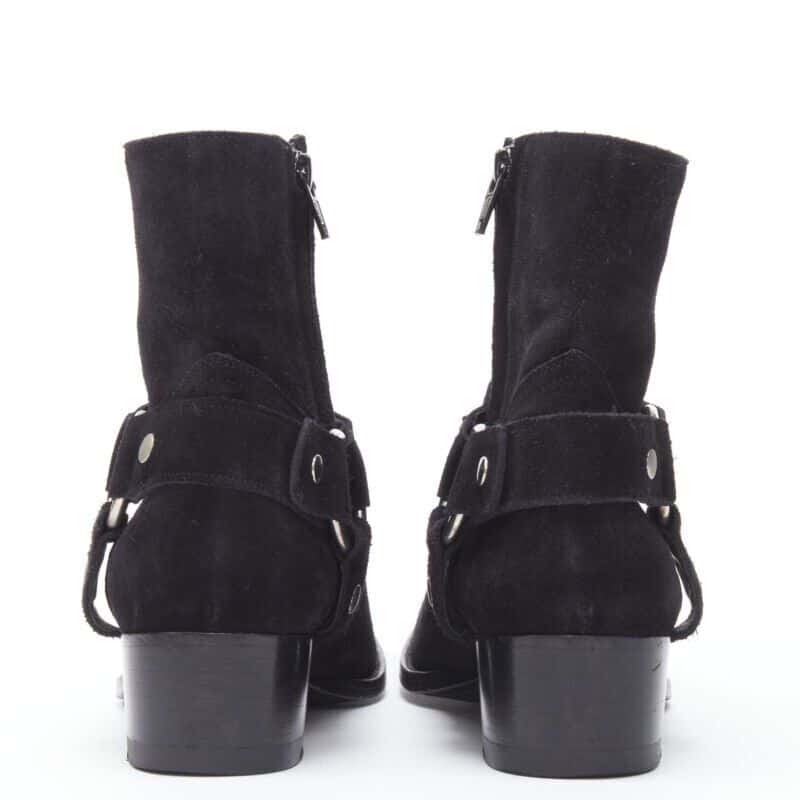 Saint Laurent Buckle Thigh High Boots Black Suede Very good - Box View