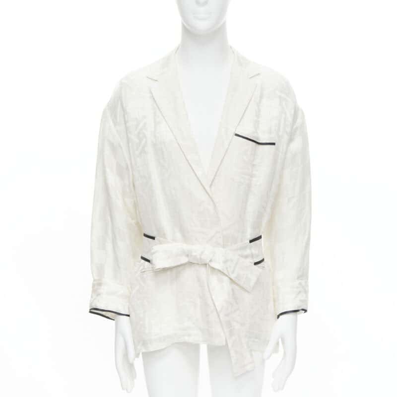 Haider Ackermann Jacquard Robe Shirt White Linen Very good - Front View