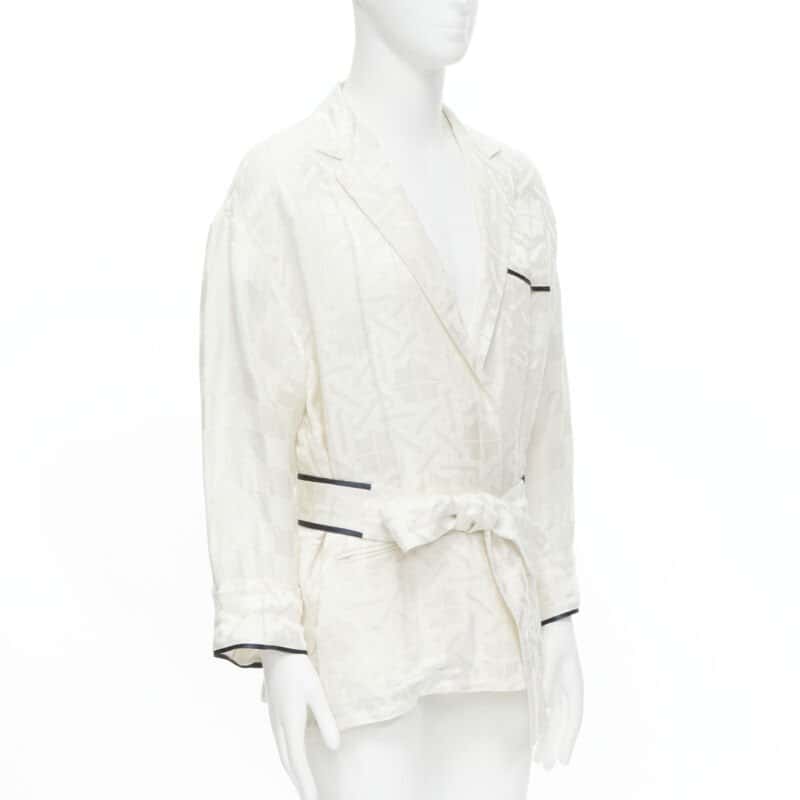 Haider Ackermann Jacquard Robe Shirt White Linen Very good - Inside View