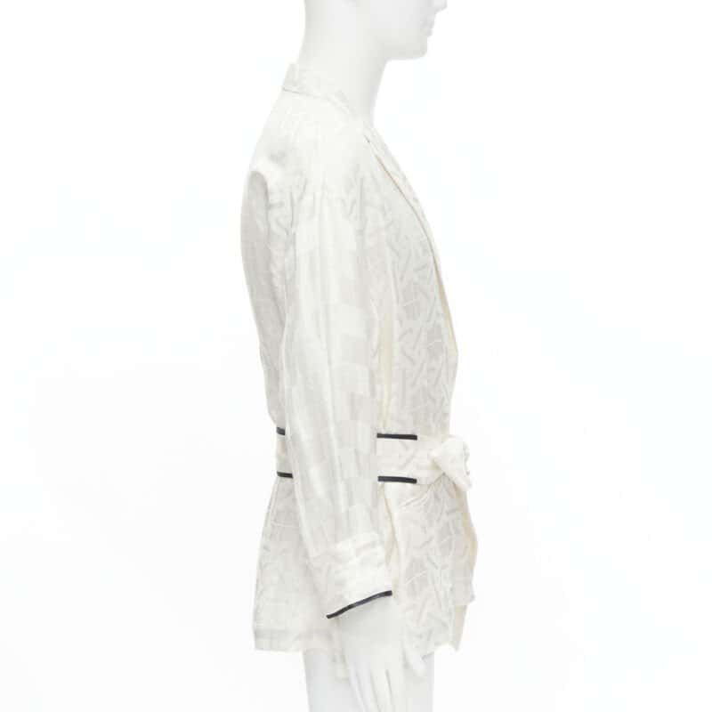Haider Ackermann Jacquard Robe Shirt White Linen Very good - Model View