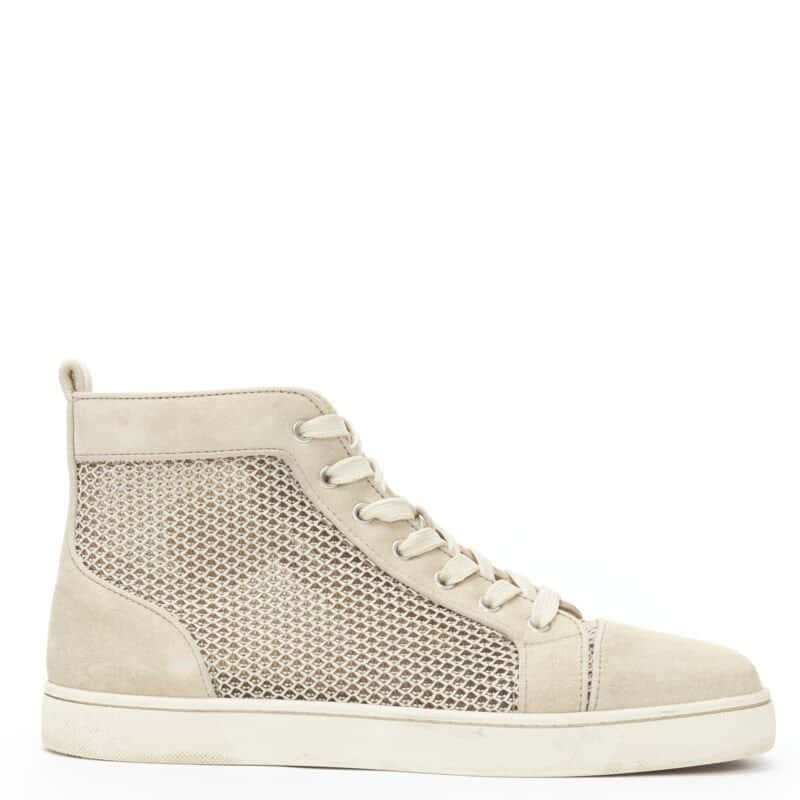 Christian Louboutin Jacquard High Tops Grey Suede Good - Front View