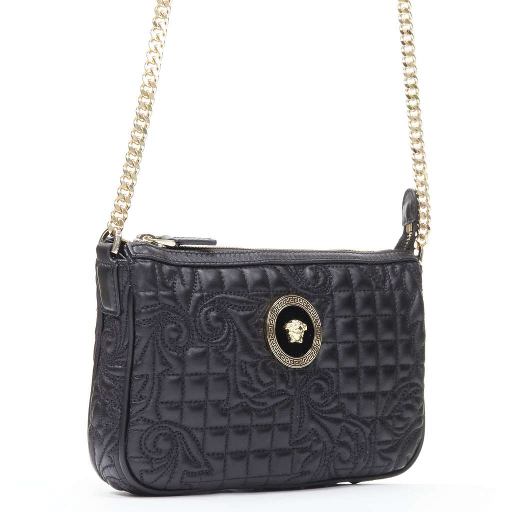 Versace Black Baroque Chain Bag Black Leather Never worn, with tag - Inside View