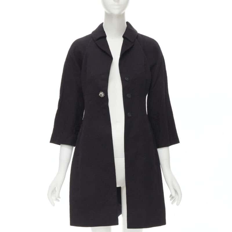 Dolce & Gabbana Black Crystal Coat Black Cotton Never worn - Inside View