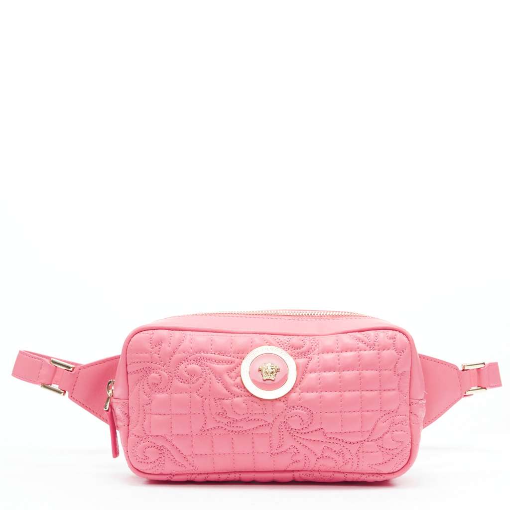 Versace Pink Baroque Waist Bag Pink Leather Never worn, with tag - Front View