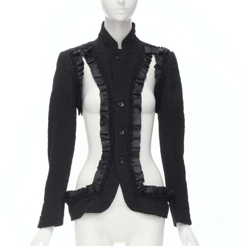 Comme Des Garcons Ruffle Deconstructed Blazer Black Cotton Never worn - Front View