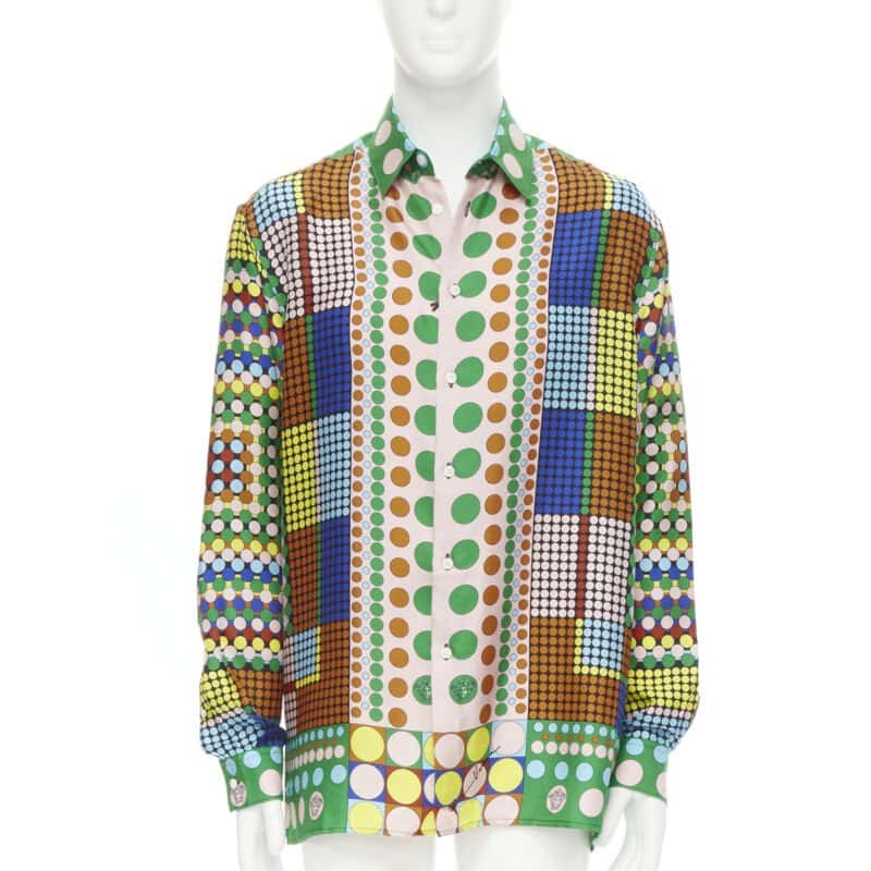 Versace Pop Dot Shirt MultiColor Silk Never worn, with tag - Front View