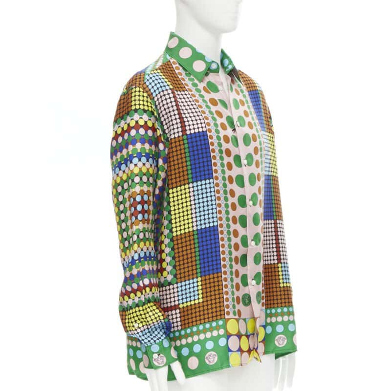 Versace Pop Dot Shirt MultiColor Silk Never worn, with tag - Inside View