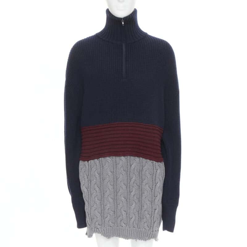Balenciaga Distressed Oversized Sweater Navy Wool Never worn, with tag - Front View