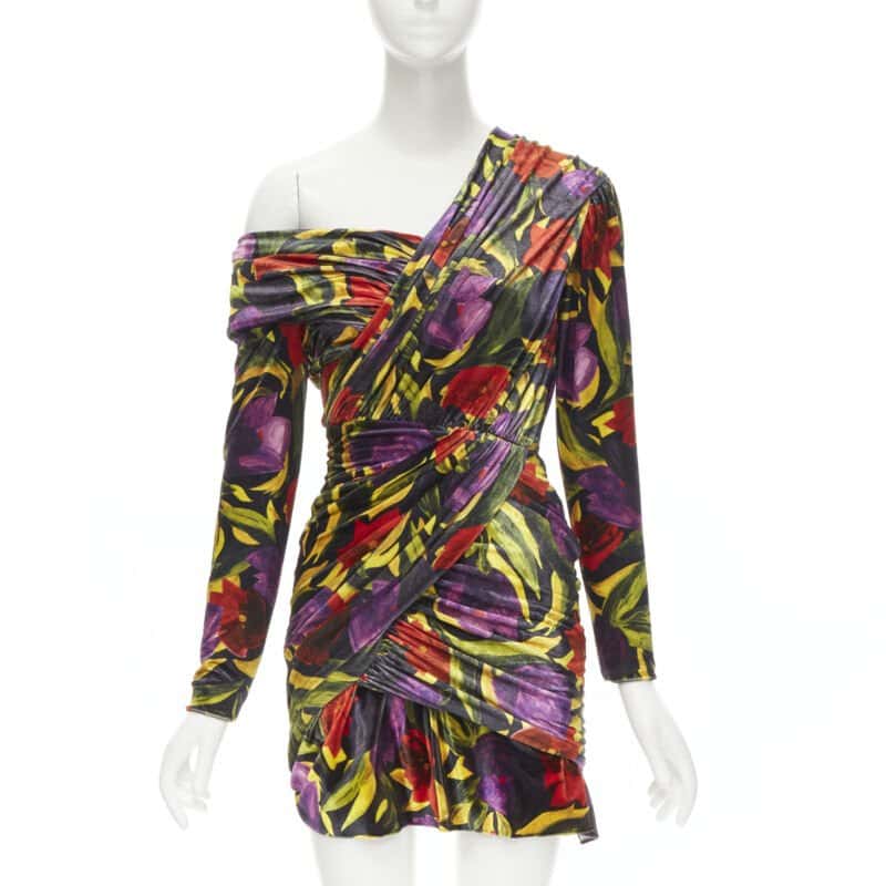 Balenciaga Floral Velvet Dress MultiColor Velvet Never worn, with tag - Front View
