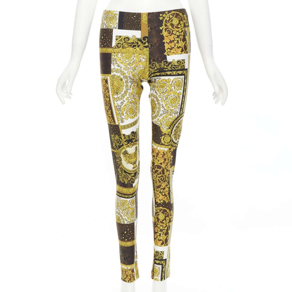 Versace Baroque Leggings Gold Polyamide Never worn, with tag - Front View