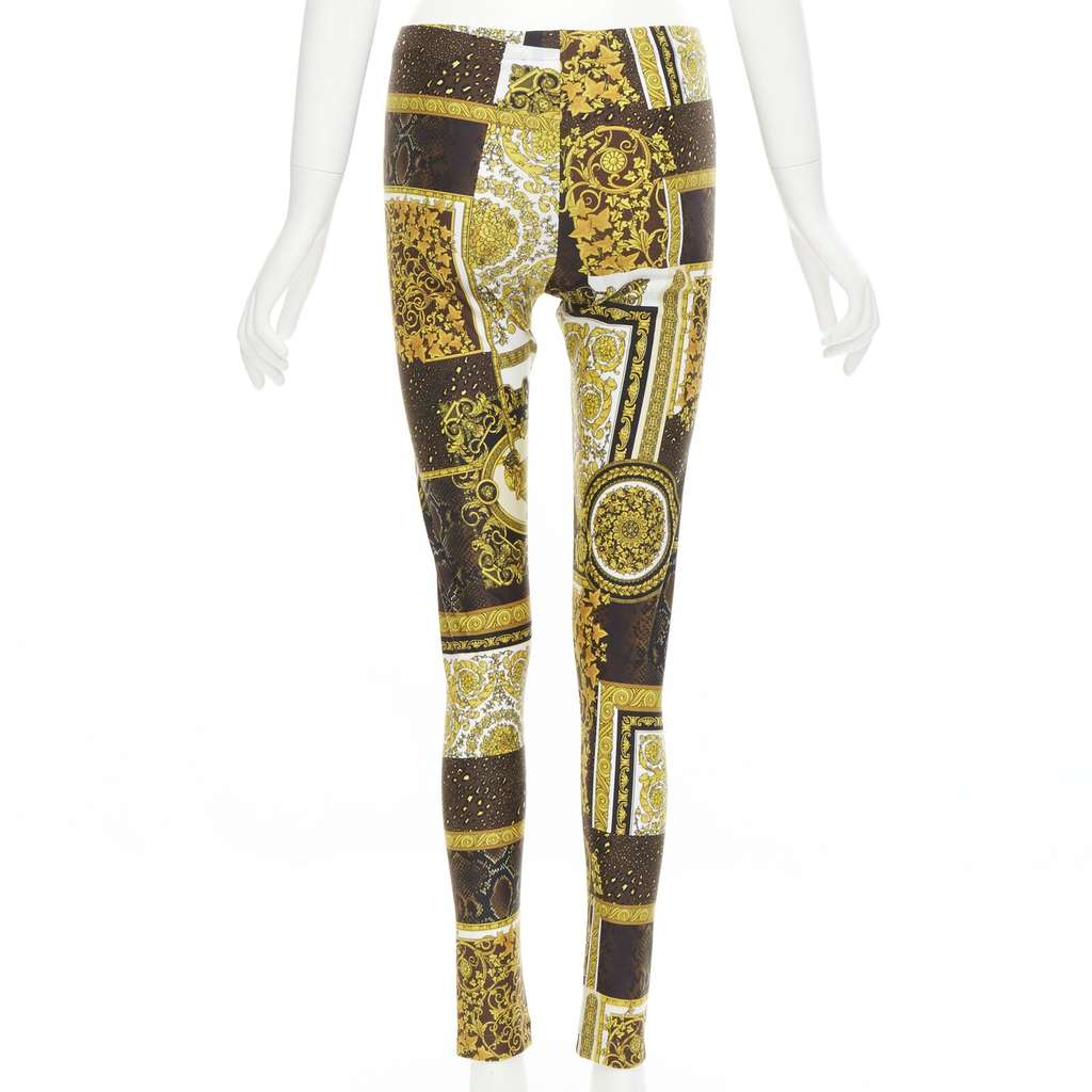 Versace Baroque Leggings Gold Polyamide Never worn, with tag - Box View
