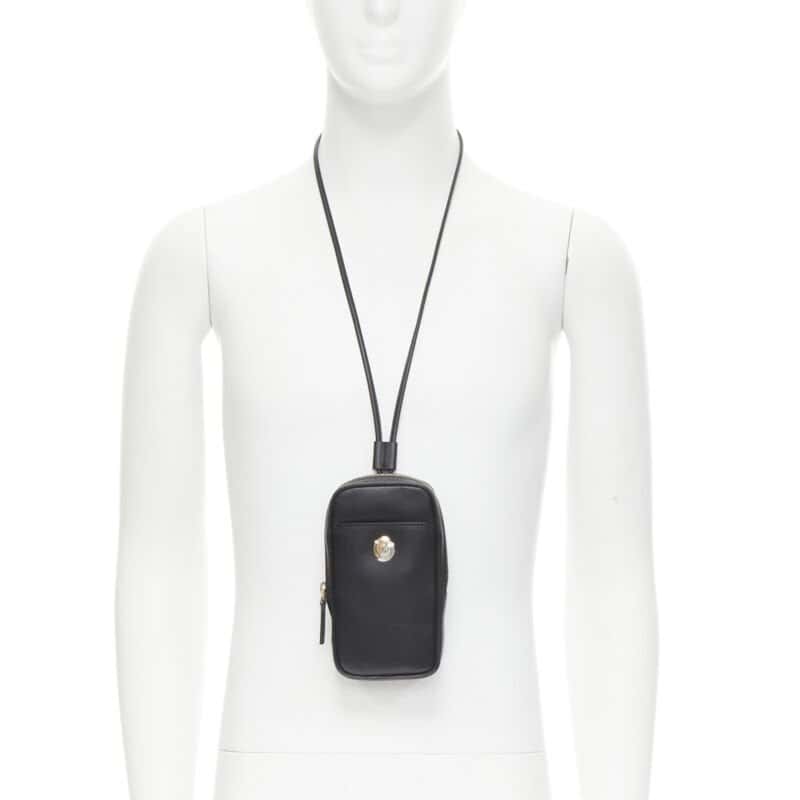 Versace FF Vertical Crossbody Bag Black Leather Never worn, with tag - Front View