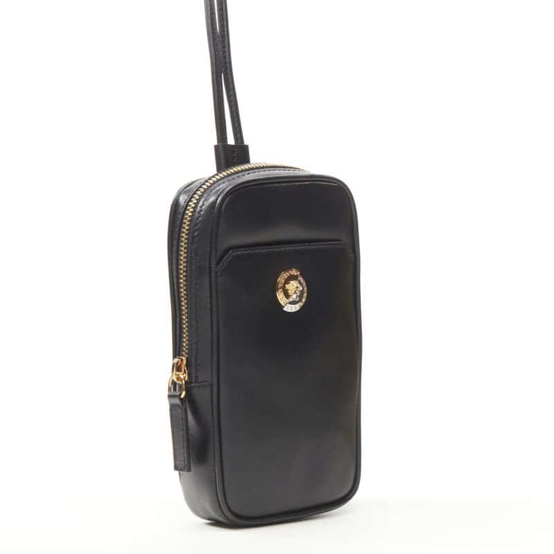 Versace FF Vertical Crossbody Bag Black Leather Never worn, with tag - Model View