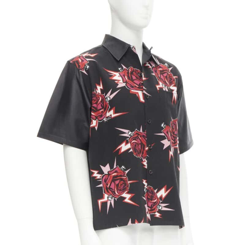 Prada Rose Bolt Shirt Black Cotton Very good - Inside View