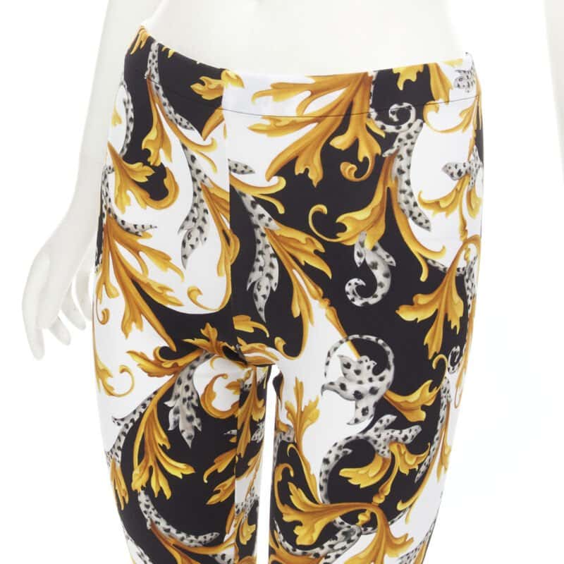 Versace Floral Legging Pants Gold Polyamide Never worn, with tag - Back View