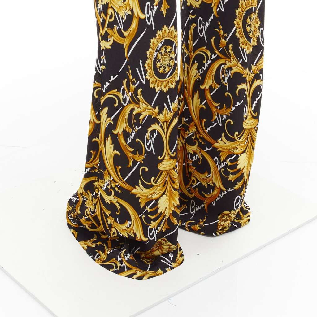 Versace Barocco Flare Pants Gold Viscose Never worn, with tag - Back View