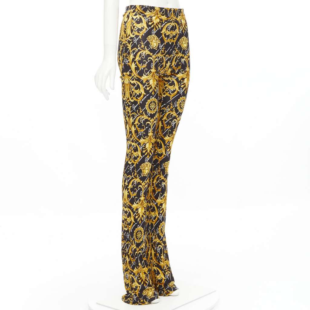 Versace Barocco Flare Pants Gold Viscose Never worn, with tag - Inside View