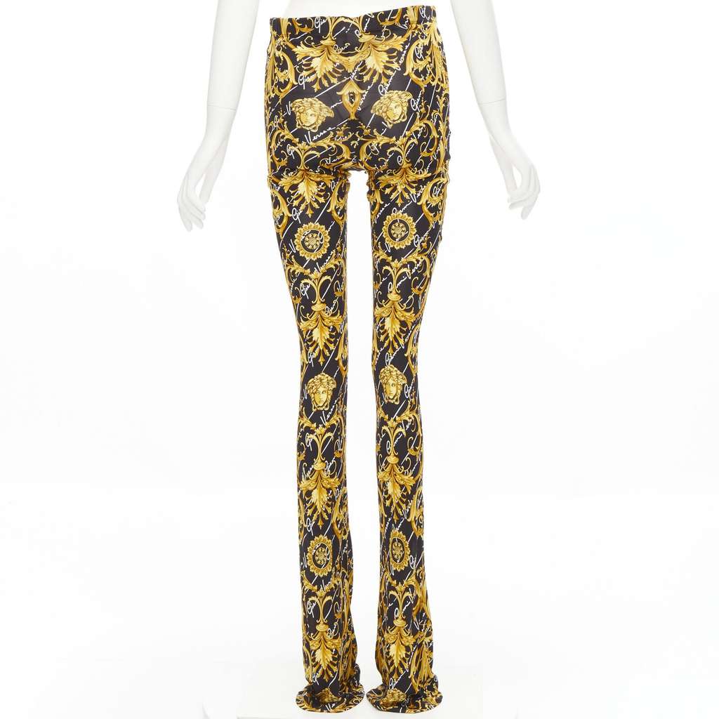 Versace Barocco Flare Pants Gold Viscose Never worn, with tag - Box View