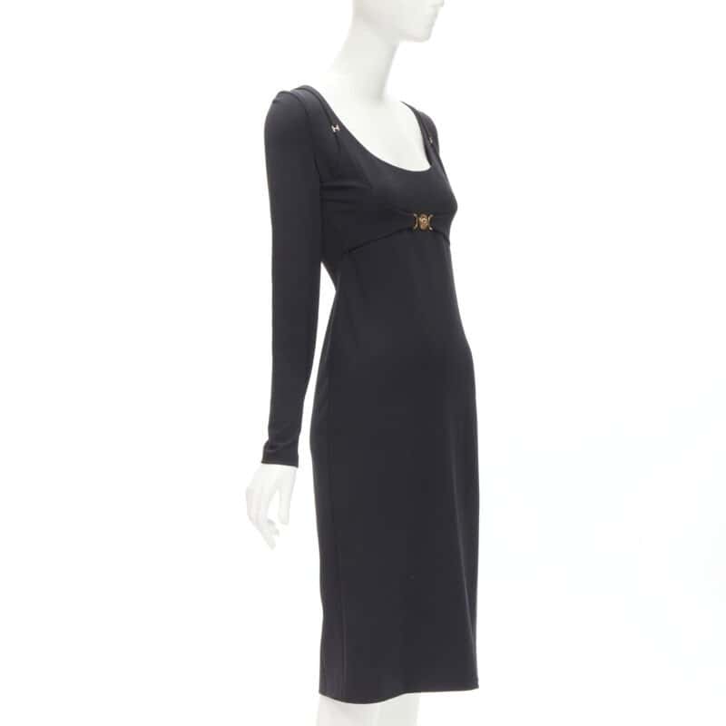 Versace Medusa Harness Dress Black Viscose Never worn, with tag - Inside View