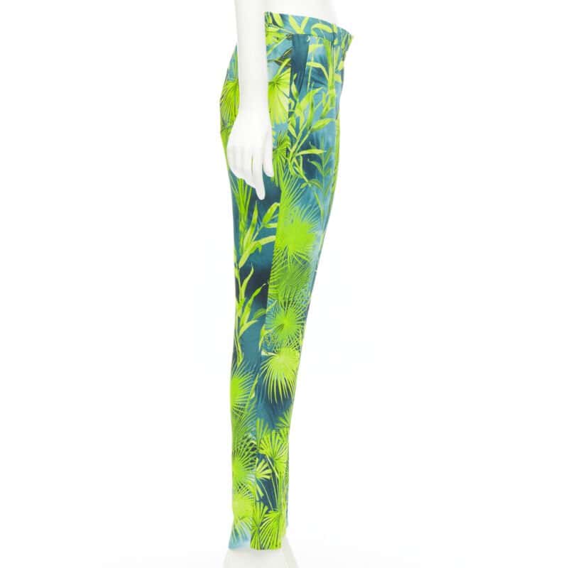 Versace Tropical Print Pants Green Viscose Never worn, with tag - Model View