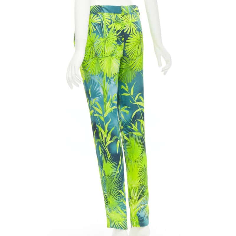 Versace Tropical Print Pants Green Viscose Never worn, with tag - Box View