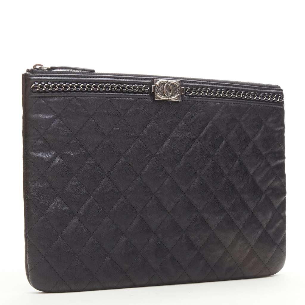 Chanel O Case Black Leather Never worn - Back View