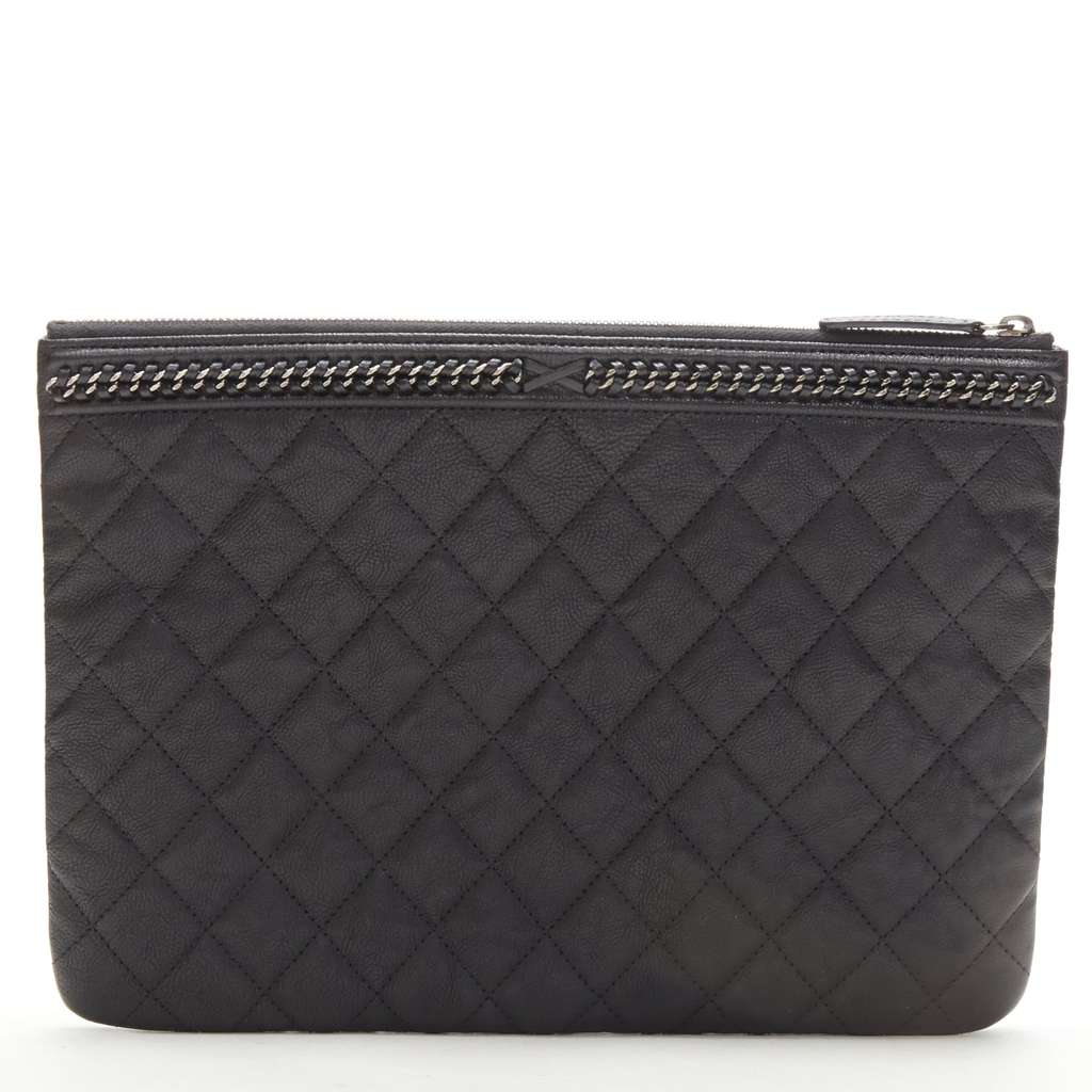 Chanel O Case Black Leather Never worn - Inside View