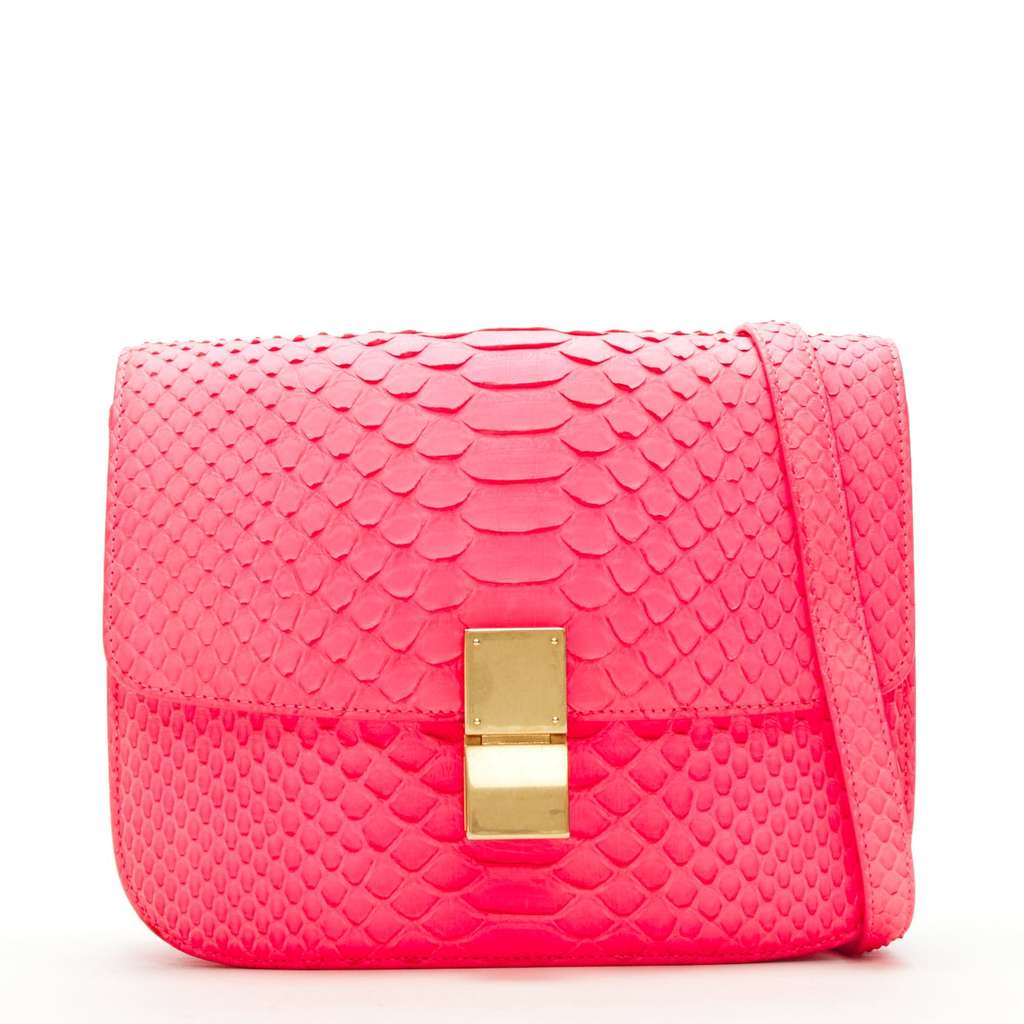 Celine Neon Classic Box Bag Pink Leather Very good - Front View