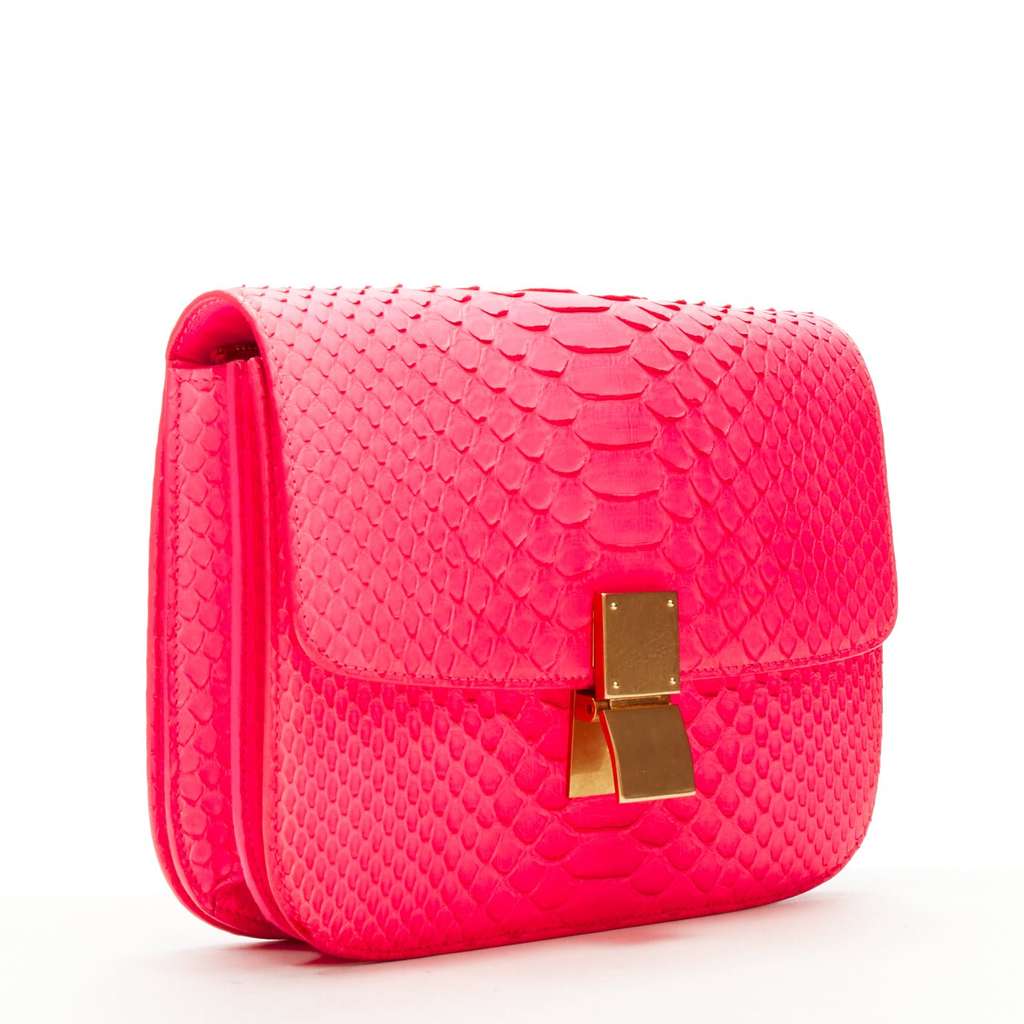 Celine Neon Classic Box Bag Pink Leather Very good - Back View