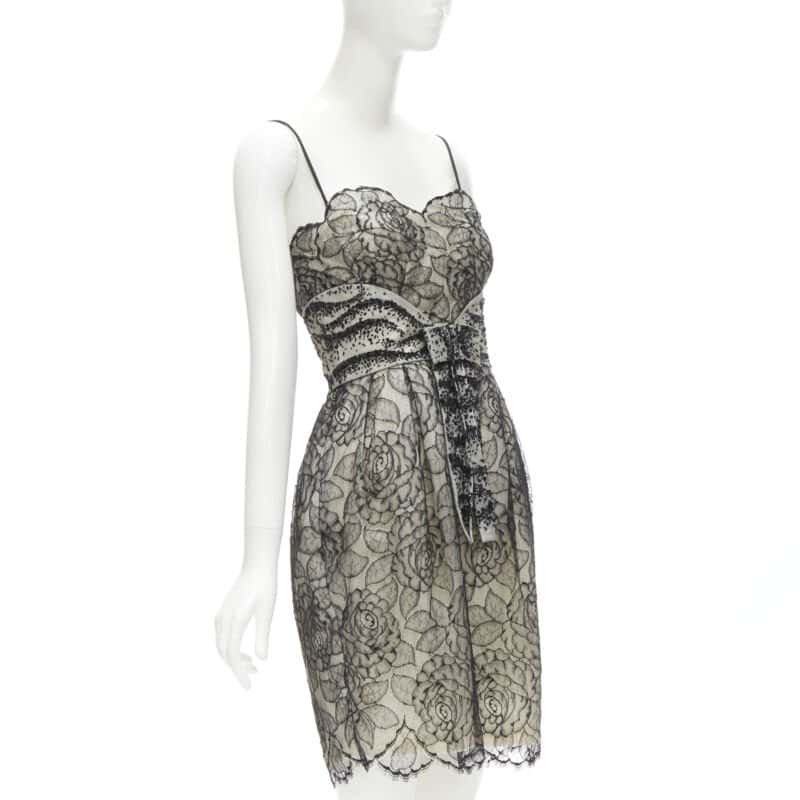 Christian Dior Bead Bow Dress Ecru Cotton Very good - Inside View