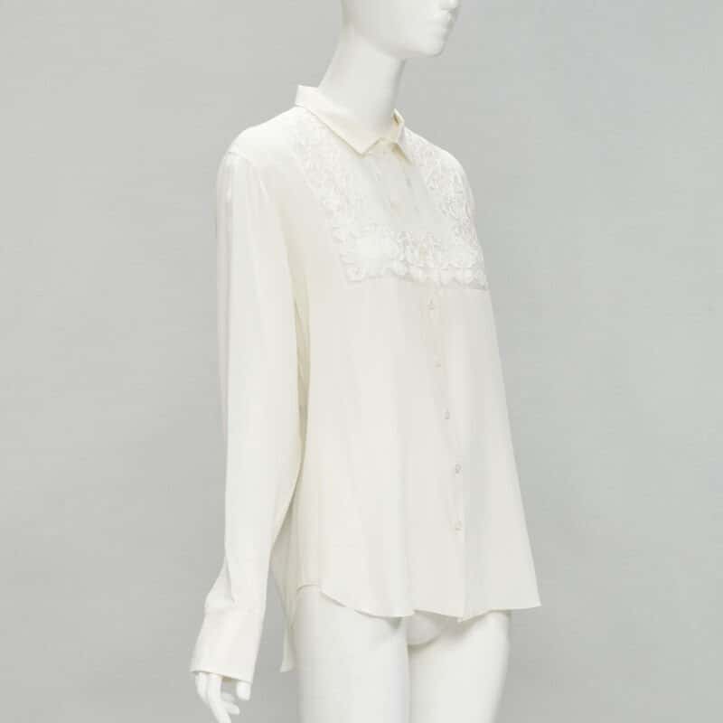 Christian Dior Floral Embroidery Shirt Beige Silk Good condition - Inside View